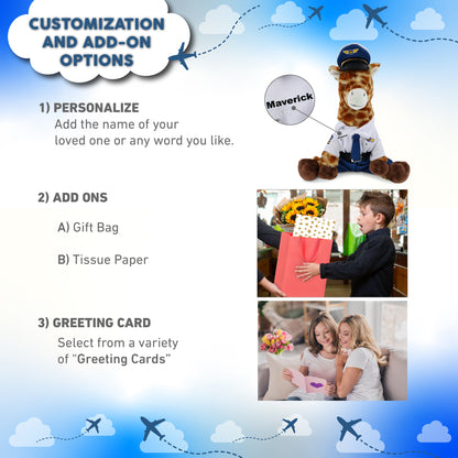 ECO FRIENDLY SUPER-SOFT PLUSH - GIRAFFE 10" WITH PILOT DRESS UP