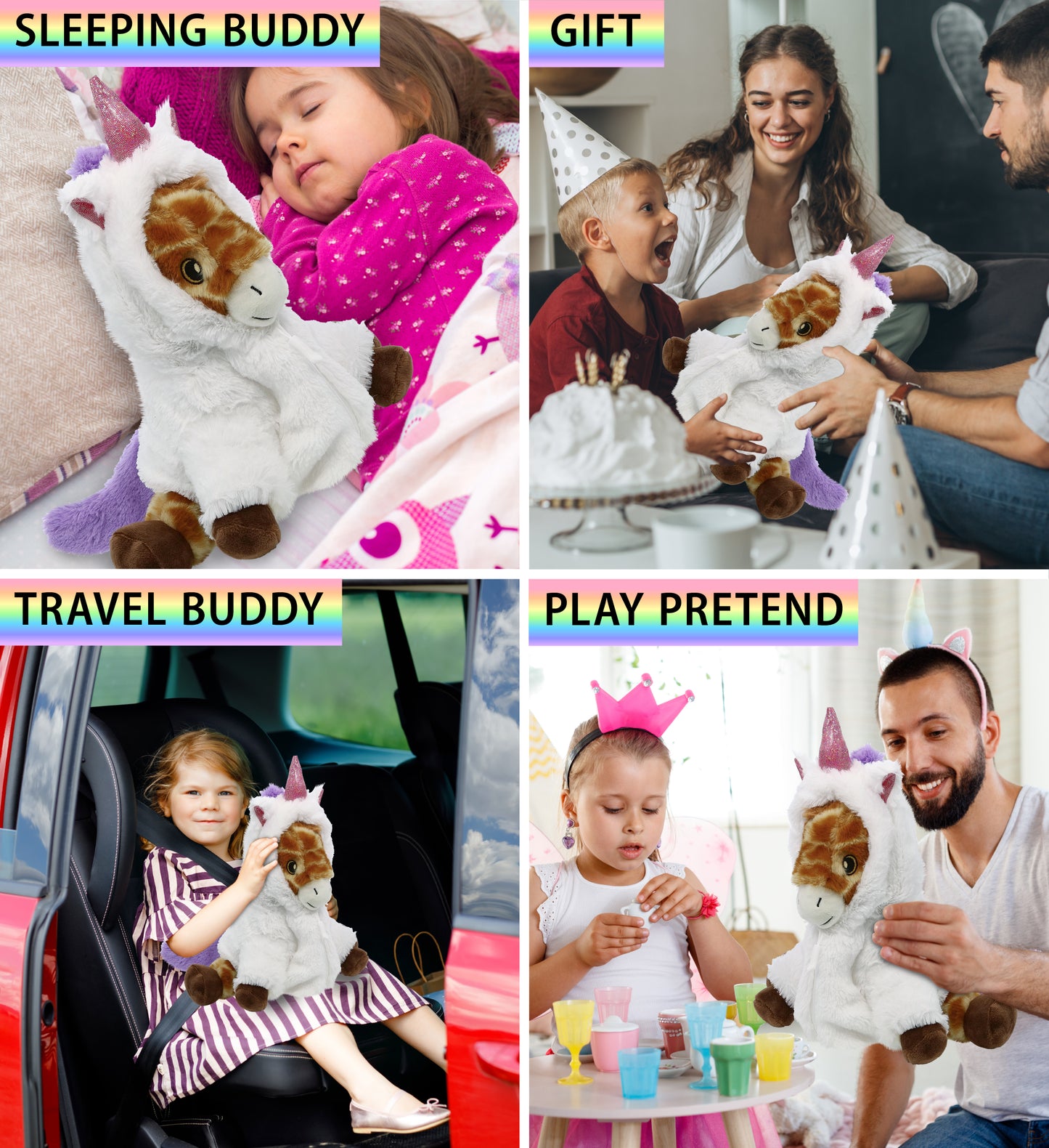 ECO FRIENDLY SUPER-SOFT PLUSH - GIRAFFE 10" With Unicorn Dress Up