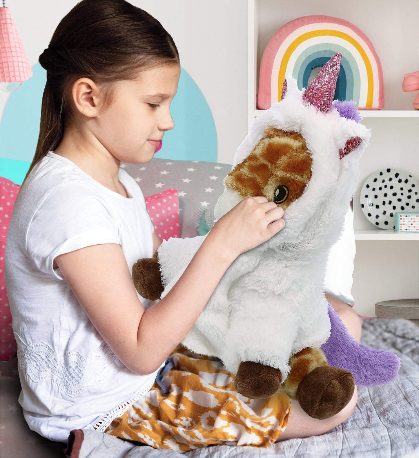 ECO FRIENDLY SUPER-SOFT PLUSH - GIRAFFE 10" With Unicorn Dress Up