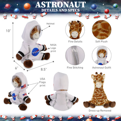 ECO FRIENDLY SUPER-SOFT PLUSH - GIRAFFE 10" With Astronaut Dress Up