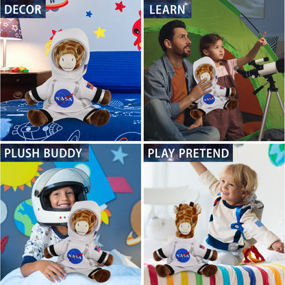 ECO FRIENDLY SUPER-SOFT PLUSH - GIRAFFE 10" With Astronaut Dress Up