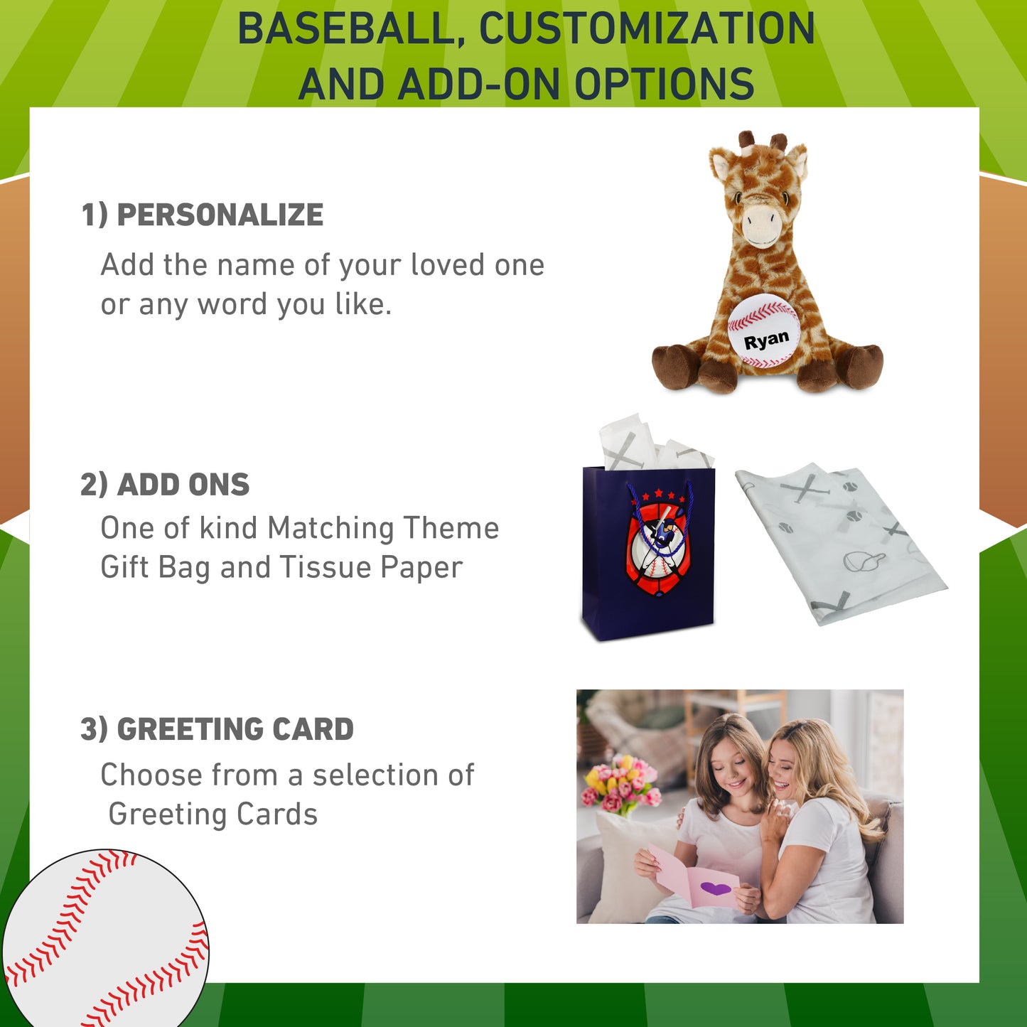 ECO FRIENDLY SUPER-SOFT PLUSH - GIRAFFE 10" With Baseball Plush