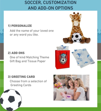 ECO FRIENDLY SUPER-SOFT PLUSH - GIRAFFE 10" With Soccer Plush