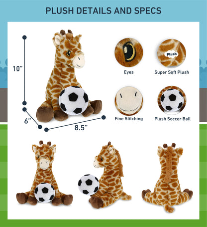 ECO FRIENDLY SUPER-SOFT PLUSH - GIRAFFE 10" With Soccer Plush