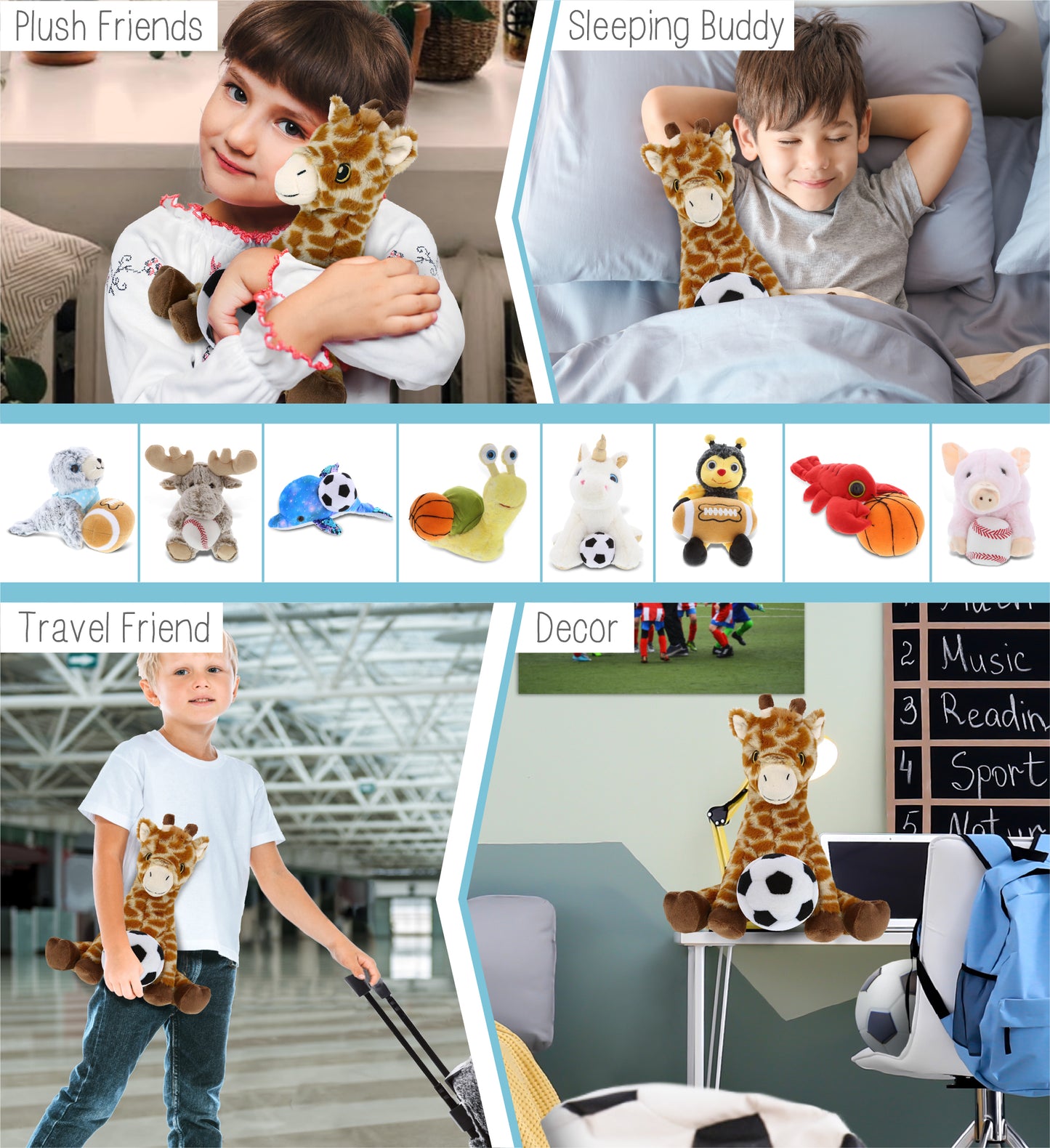 ECO FRIENDLY SUPER-SOFT PLUSH - GIRAFFE 10" With Soccer Plush