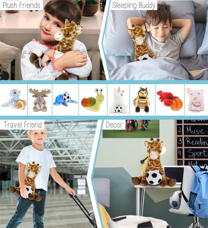 ECO FRIENDLY SUPER-SOFT PLUSH - GIRAFFE 10" With Soccer Plush