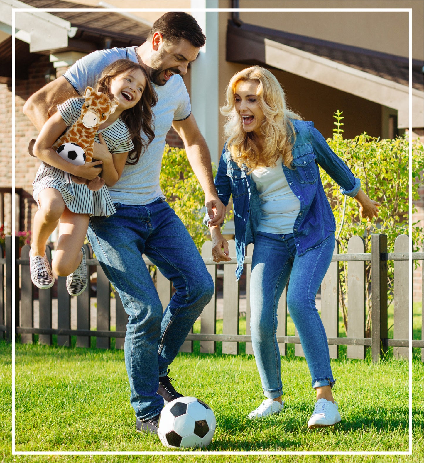 ECO FRIENDLY SUPER-SOFT PLUSH - GIRAFFE 10" With Soccer Plush