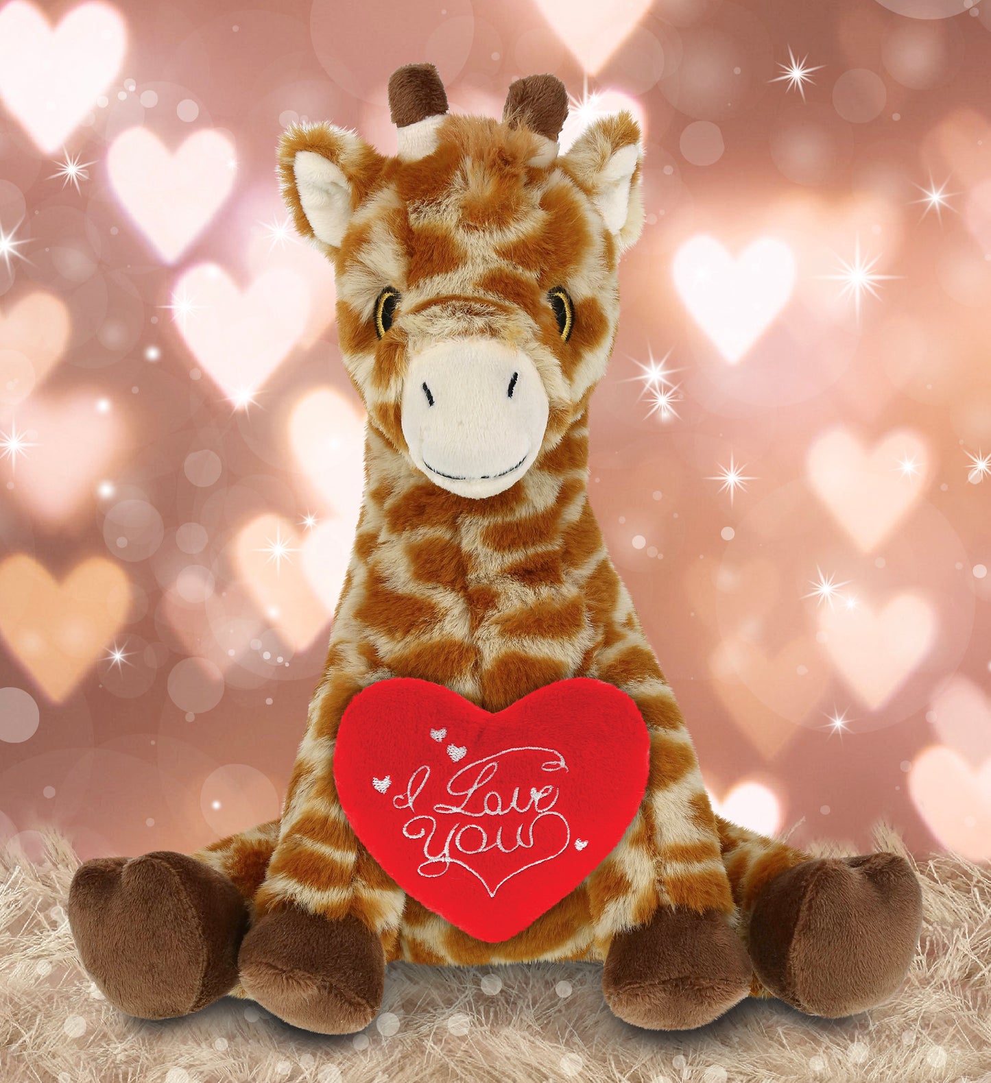 PLUSH I LOVE YOU RED HEART - ECO FRIENDLY SUPER-SOFT PLUSH - GIRAFFE 10"