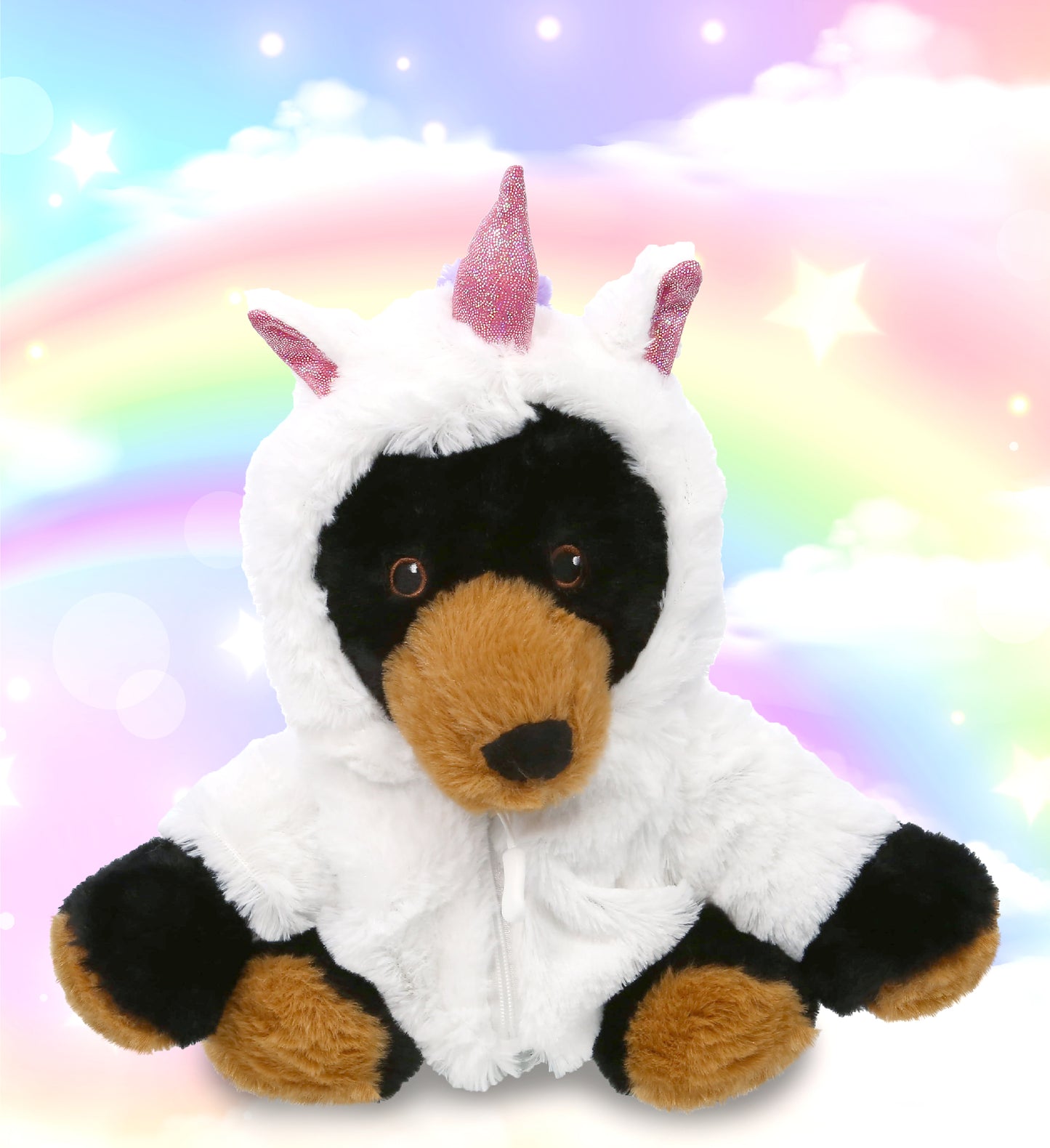 ECO FRIENDLY SUPER-SOFT PLUSH - BLACK BEAR 9" With Unicorn Dress Up