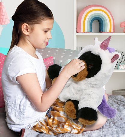 ECO FRIENDLY SUPER-SOFT PLUSH - BLACK BEAR 9" With Unicorn Dress Up