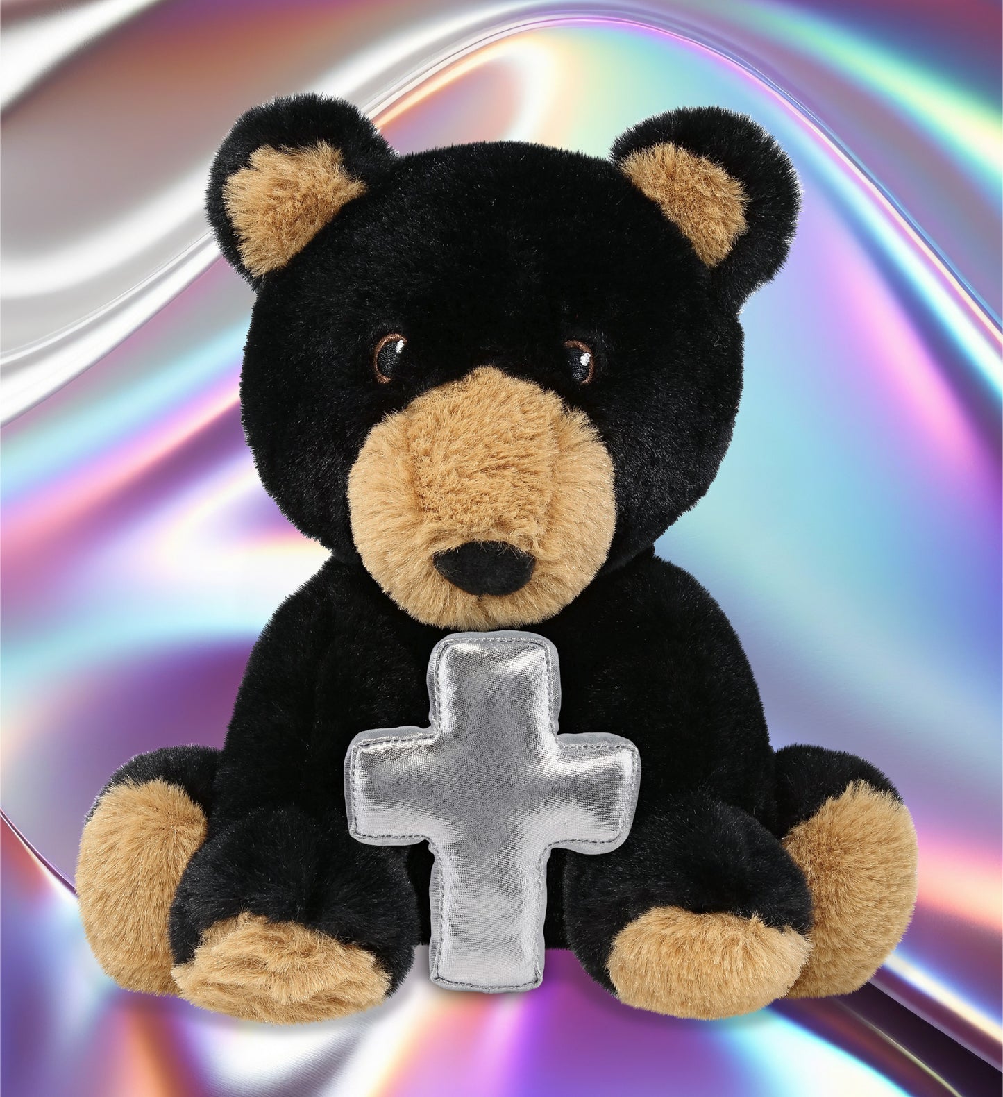 ECO FRIENDLY SUPER-SOFT PLUSH - BLACK BEAR 9" With Cross Plush