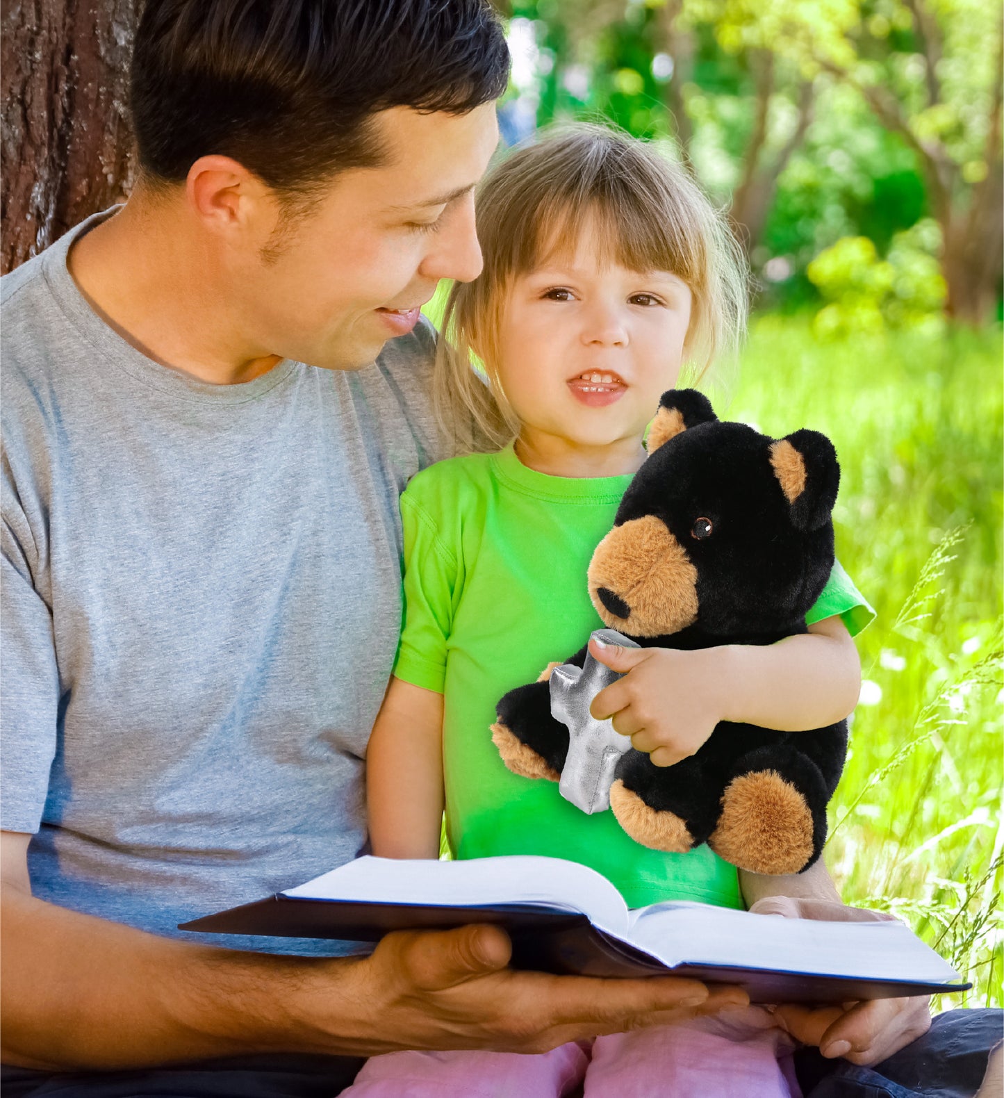 ECO FRIENDLY SUPER-SOFT PLUSH - BLACK BEAR 9" With Cross Plush