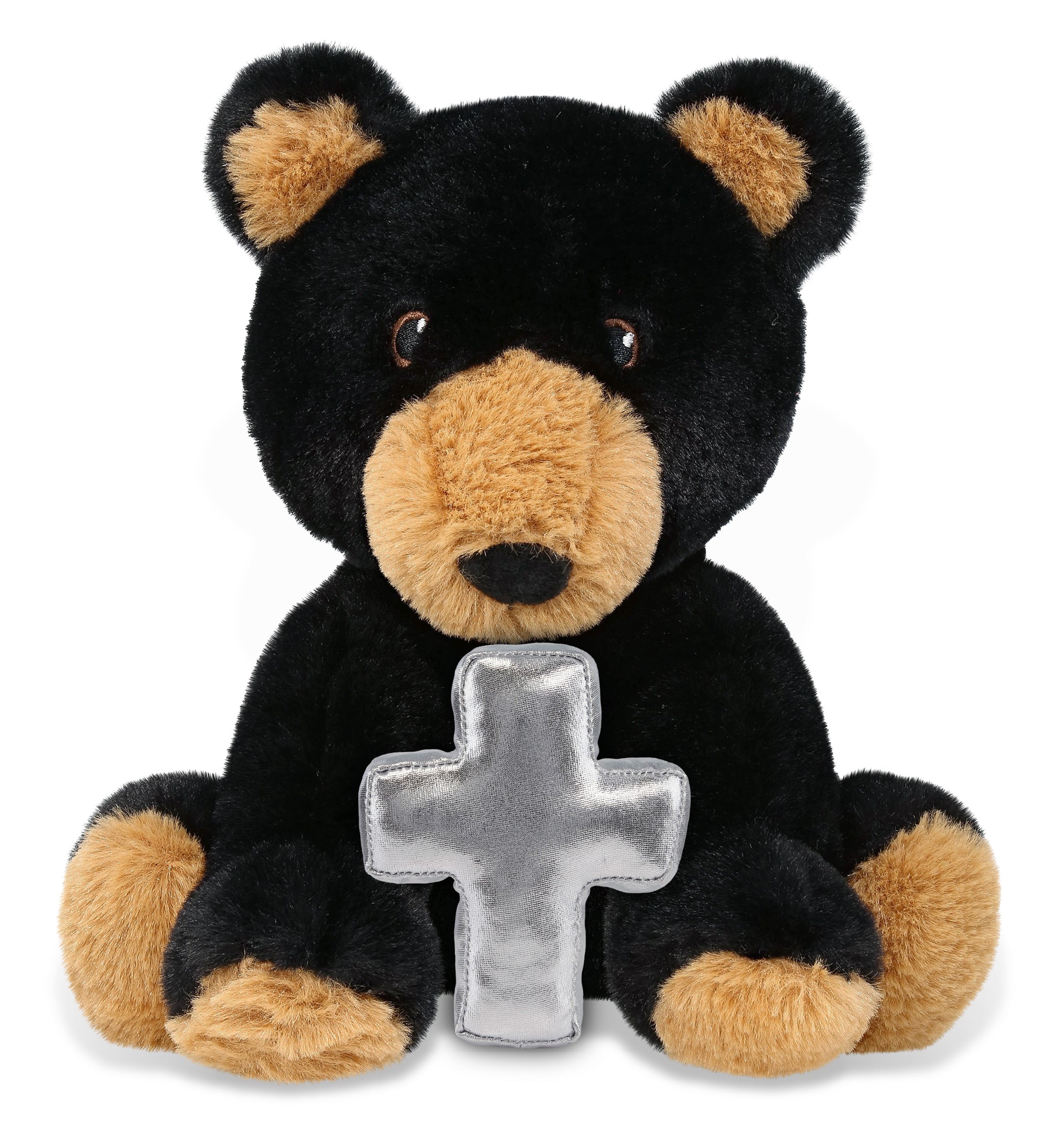 ECO FRIENDLY SUPER-SOFT PLUSH - BLACK BEAR 9" With Cross Plush
