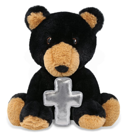ECO FRIENDLY SUPER-SOFT PLUSH - BLACK BEAR 9" With Cross Plush