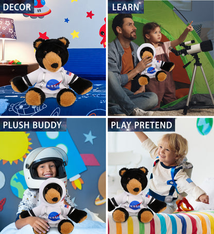 ECO FRIENDLY SUPER-SOFT PLUSH - BLACK BEAR 9" With Astronaut Dress Up