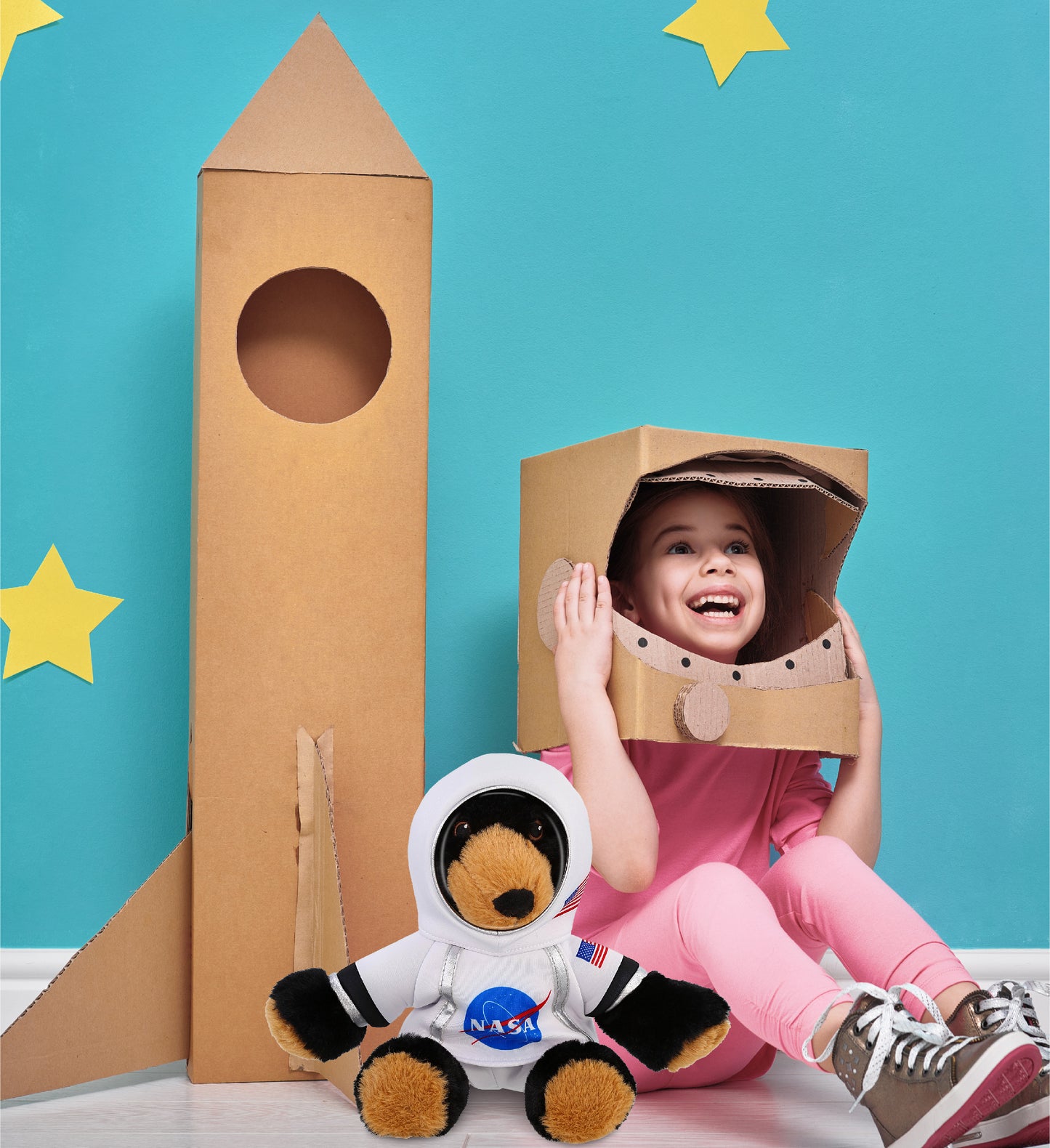 ECO FRIENDLY SUPER-SOFT PLUSH - BLACK BEAR 9" With Astronaut Dress Up