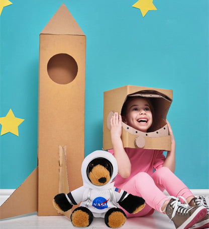 ECO FRIENDLY SUPER-SOFT PLUSH - BLACK BEAR 9" With Astronaut Dress Up