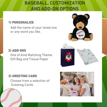 ECO FRIENDLY SUPER-SOFT PLUSH - BLACK BEAR 9" With Baseball Plush