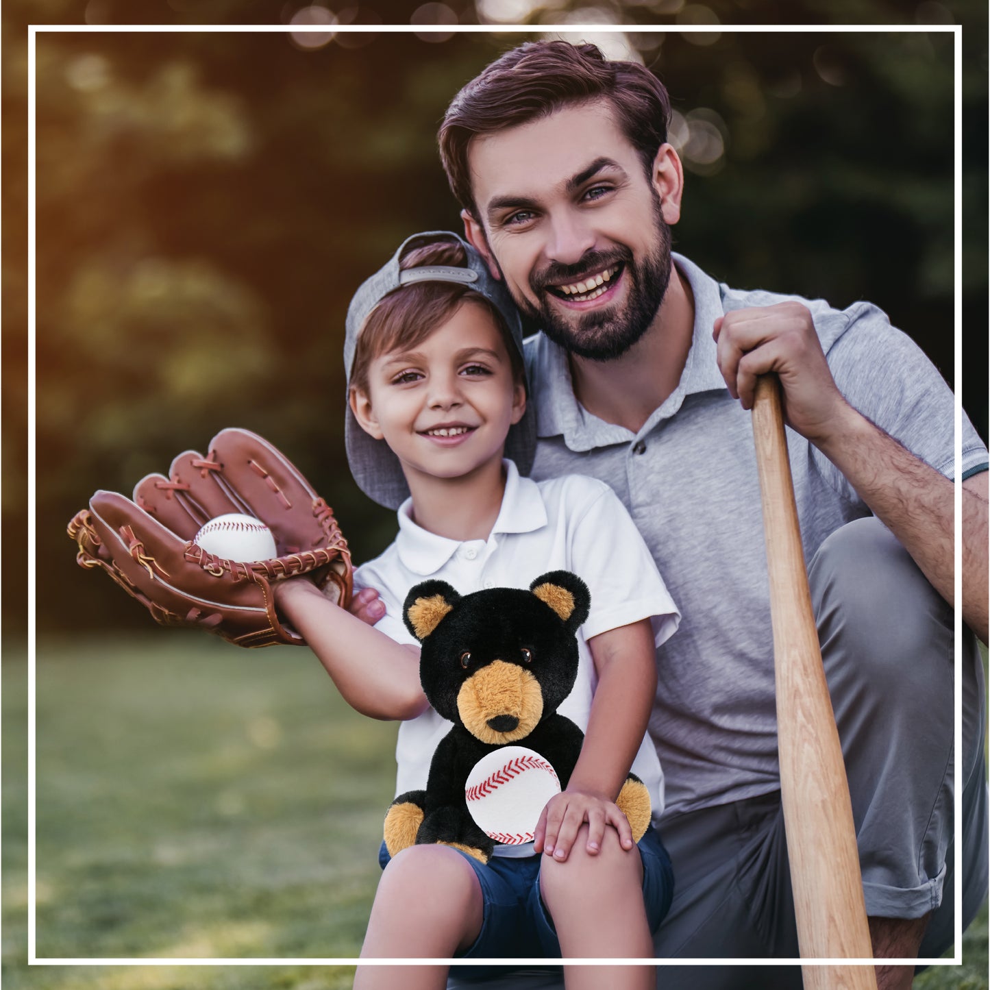 ECO FRIENDLY SUPER-SOFT PLUSH - BLACK BEAR 9" With Baseball Plush