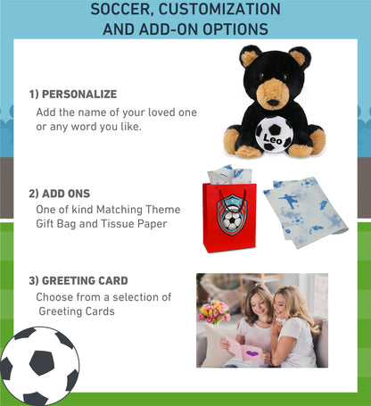 ECO FRIENDLY SUPER-SOFT PLUSH - BLACK BEAR 9" With Soccer Plush