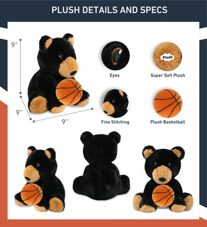 ECO FRIENDLY SUPER-SOFT PLUSH - BLACK BEAR 9" With Basketball Plush