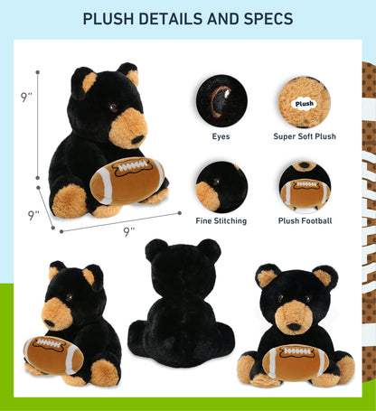 ECO FRIENDLY SUPER-SOFT PLUSH - BLACK BEAR 9" With Football Plush
