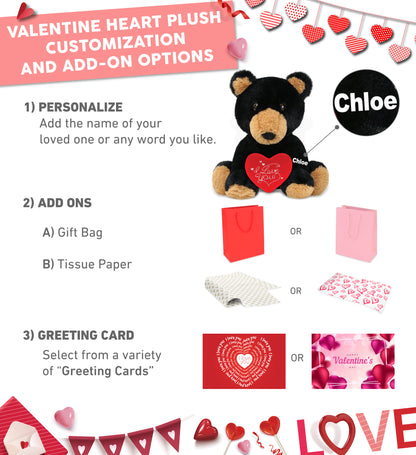 PLUSH I LOVE YOU RED HEART - ECO FRIENDLY SUPER-SOFT PLUSH - BLACK BEAR 9"