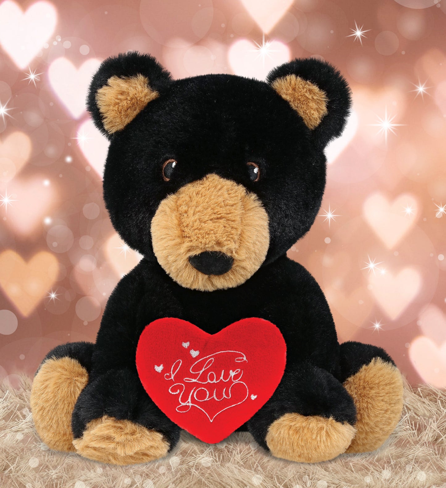 PLUSH I LOVE YOU RED HEART - ECO FRIENDLY SUPER-SOFT PLUSH - BLACK BEAR 9"