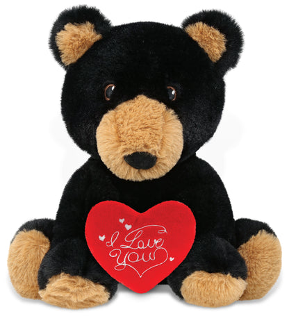 PLUSH I LOVE YOU RED HEART - ECO FRIENDLY SUPER-SOFT PLUSH - BLACK BEAR 9"