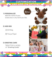 ECO FRIENDLY SUPER-SOFT PLUSH - MOOSE 9" With Unicorn Dress Up