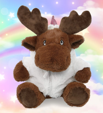 ECO FRIENDLY SUPER-SOFT PLUSH - MOOSE 9" With Unicorn Dress Up