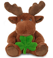 DolliBu Eco-Friendly Moose Stuffed Animal with Green Plush Shamrock - 9 Inches