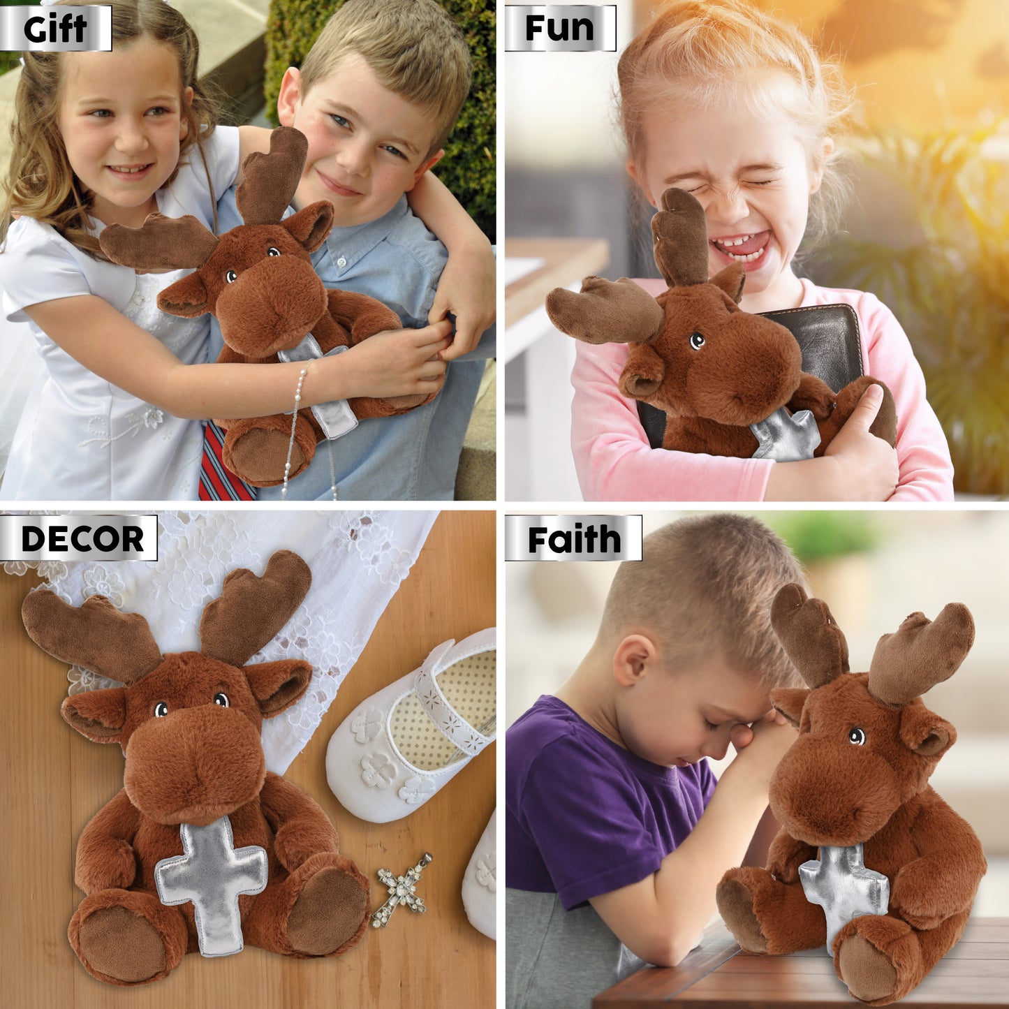 ECO FRIENDLY SUPER-SOFT PLUSH - MOOSE 9" With Cross Plush