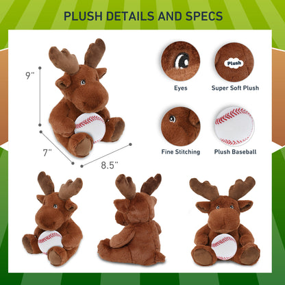 ECO FRIENDLY SUPER-SOFT PLUSH - MOOSE 9" With Baseball Plush