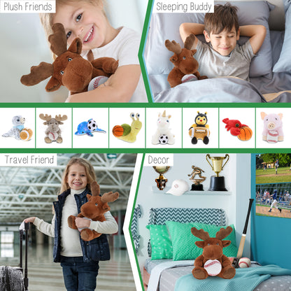 ECO FRIENDLY SUPER-SOFT PLUSH - MOOSE 9" With Baseball Plush