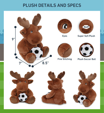ECO FRIENDLY SUPER-SOFT PLUSH - MOOSE 9" With Soccer Plush