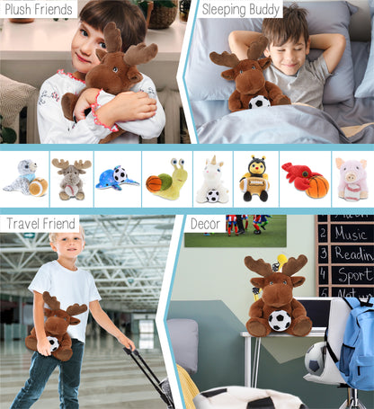 ECO FRIENDLY SUPER-SOFT PLUSH - MOOSE 9" With Soccer Plush