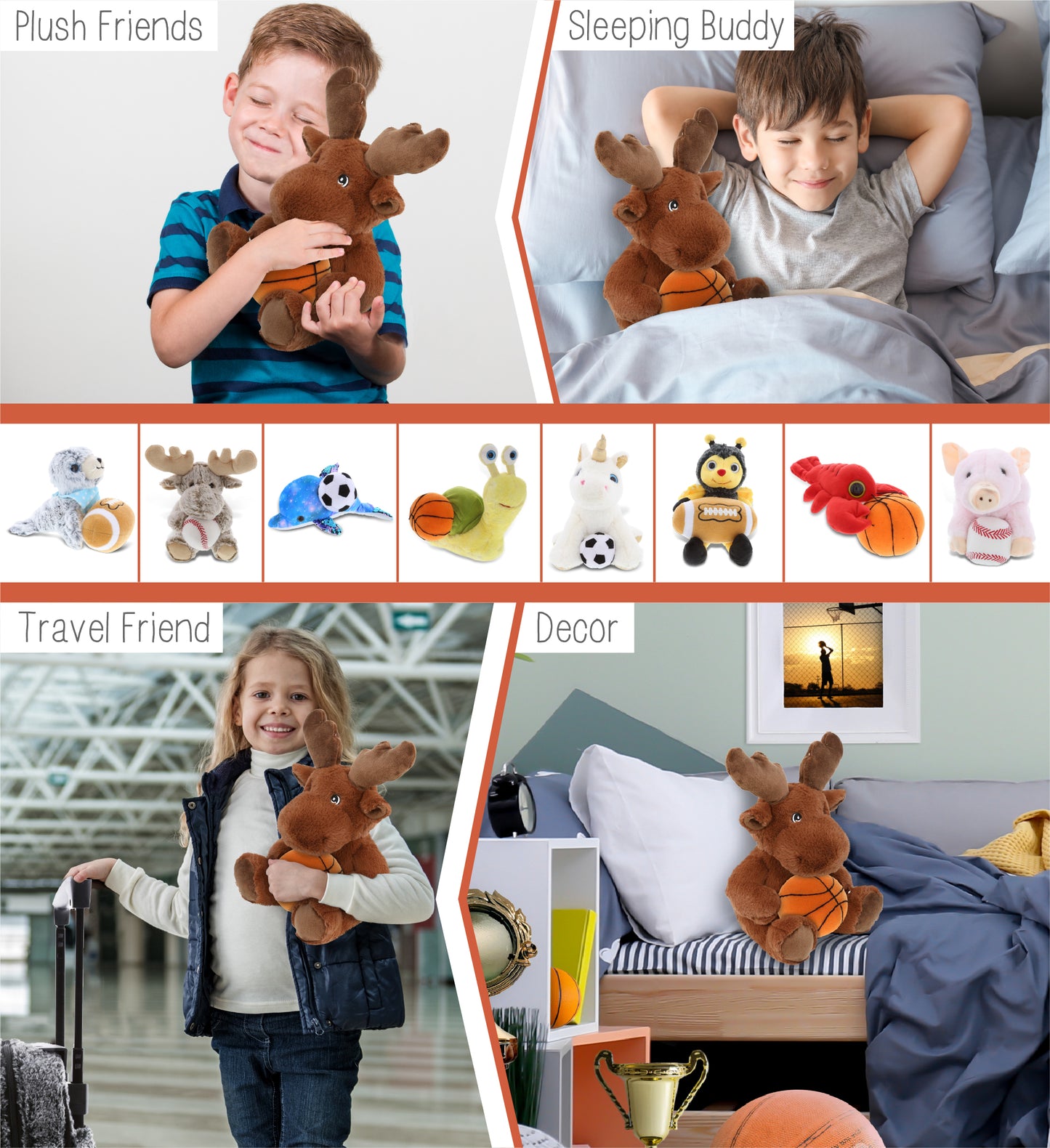 ECO FRIENDLY SUPER-SOFT PLUSH - MOOSE 9" With Basketball Plush