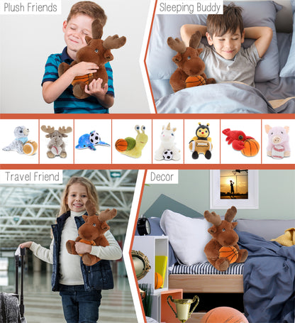 ECO FRIENDLY SUPER-SOFT PLUSH - MOOSE 9" With Basketball Plush