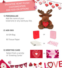DolliBu I Love You Valentine Plush Eco-Friendly Moose with Red Heart - 9 Inches