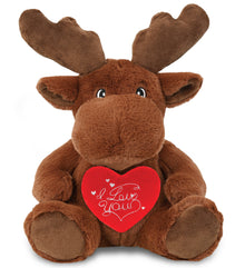 DolliBu I Love You Valentine Plush Eco-Friendly Moose with Red Heart - 9 Inches