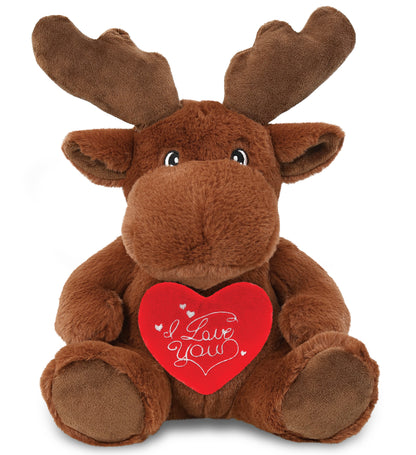 DolliBu I Love You Valentine Plush Eco-Friendly Moose with Red Heart - 9 Inches