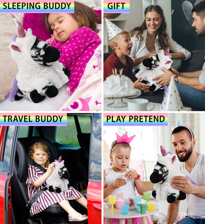 ECO FRIENDLY SUPER-SOFT PLUSH - ZEBRA 9" With Unicorn Dress Up