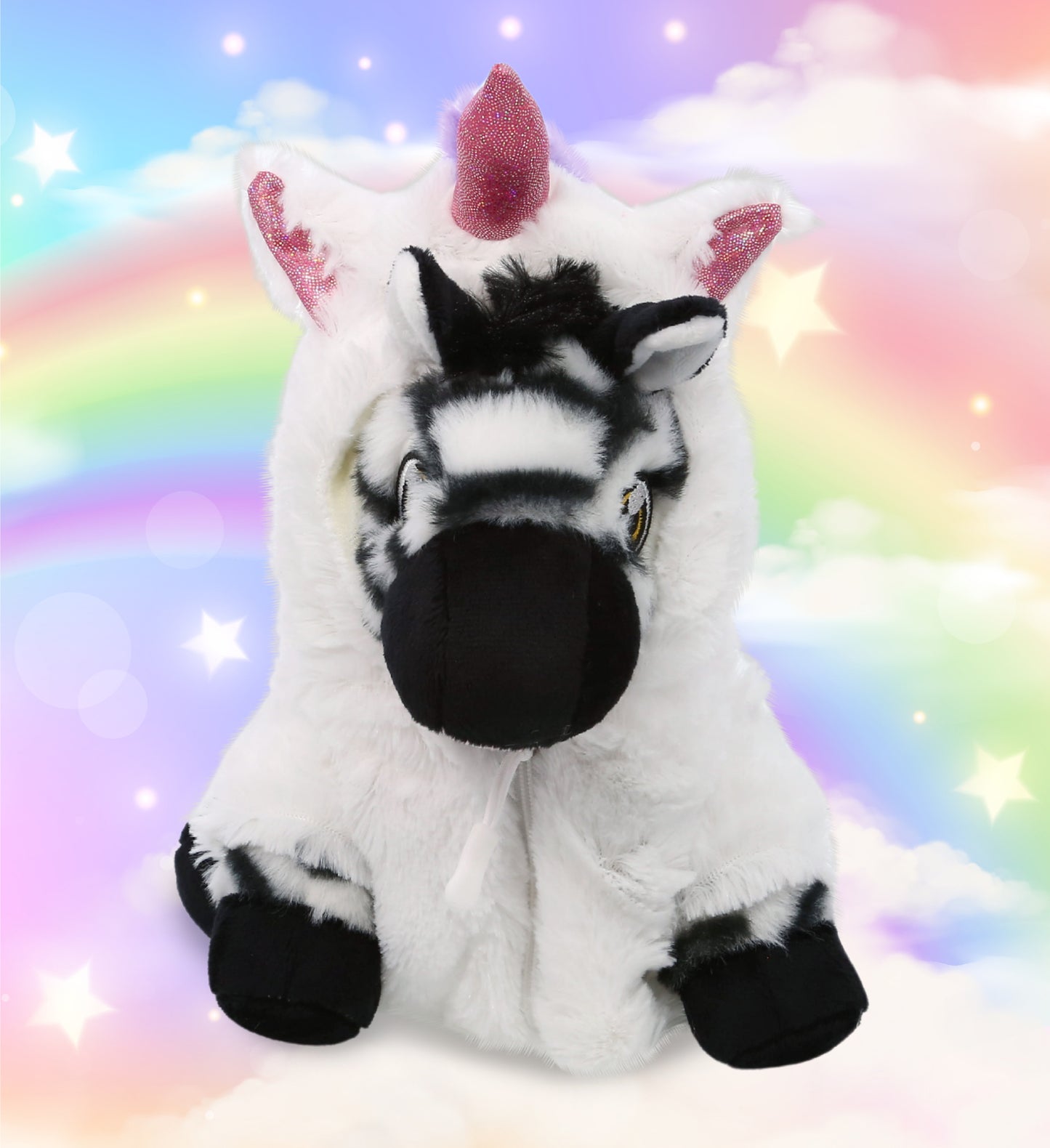 ECO FRIENDLY SUPER-SOFT PLUSH - ZEBRA 9" With Unicorn Dress Up