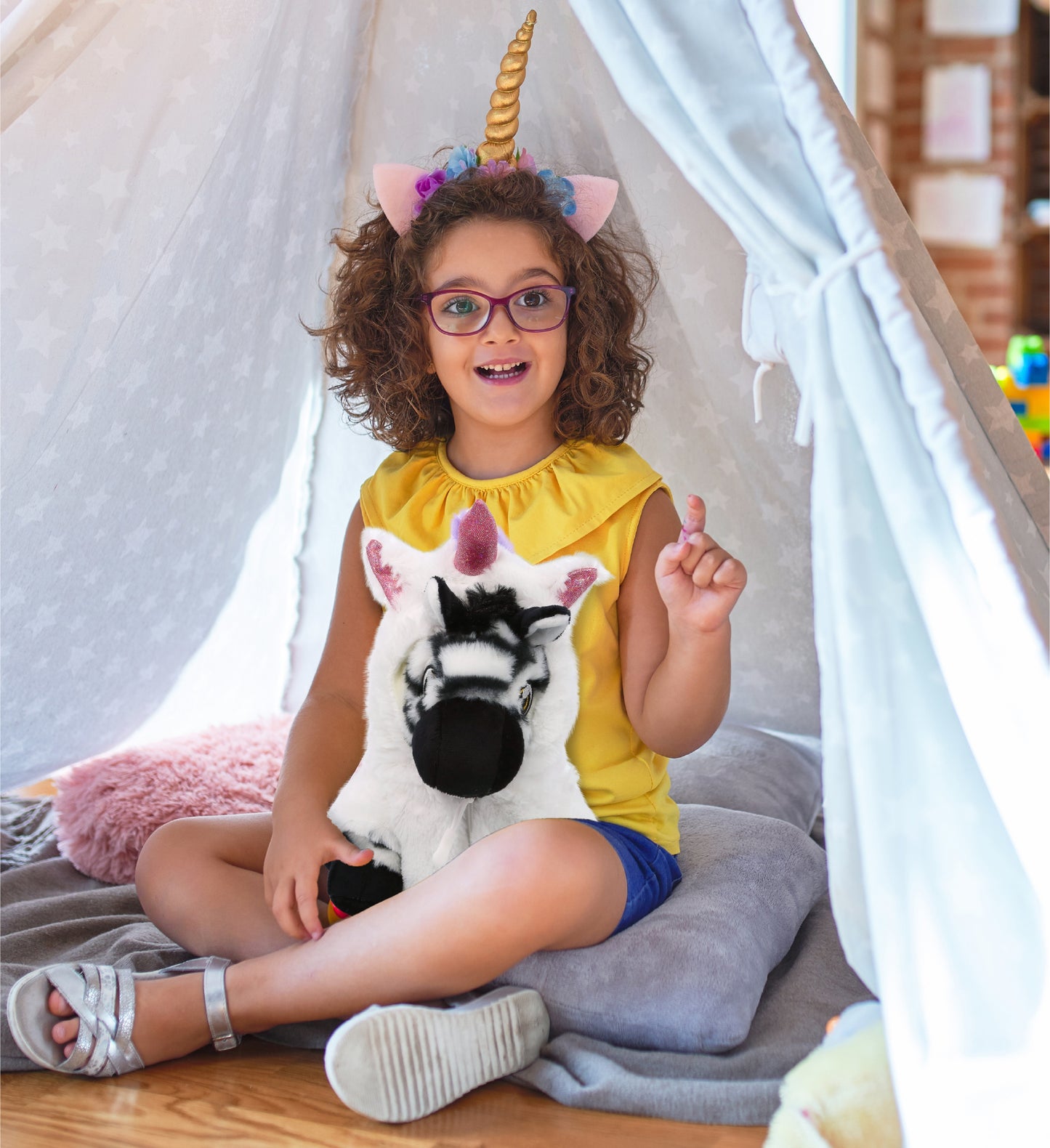 ECO FRIENDLY SUPER-SOFT PLUSH - ZEBRA 9" With Unicorn Dress Up