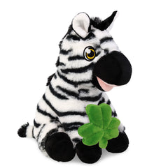 DolliBu Eco-Friendly Zebra Stuffed Animal with Green Plush Shamrock - 9 Inches