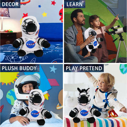 ECO FRIENDLY SUPER-SOFT PLUSH - ZEBRA 9" With Astronaut Dress Up