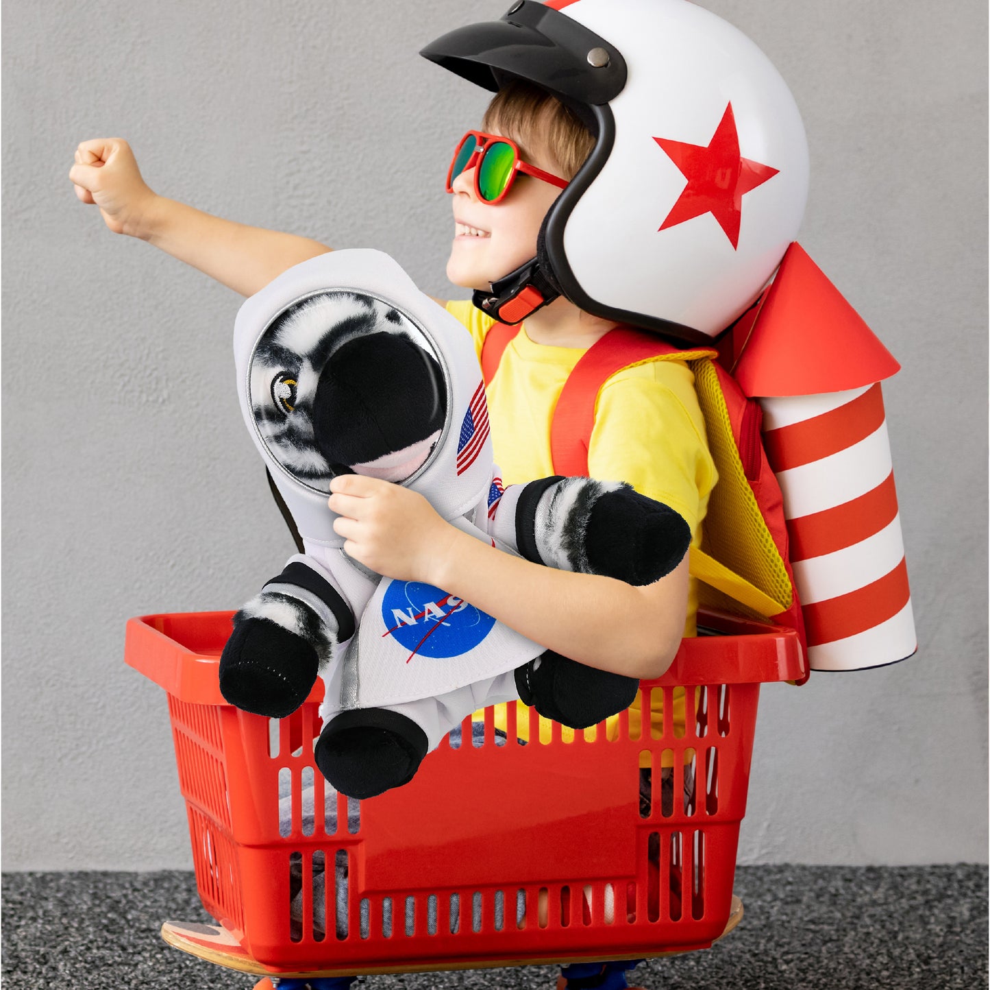 ECO FRIENDLY SUPER-SOFT PLUSH - ZEBRA 9" With Astronaut Dress Up