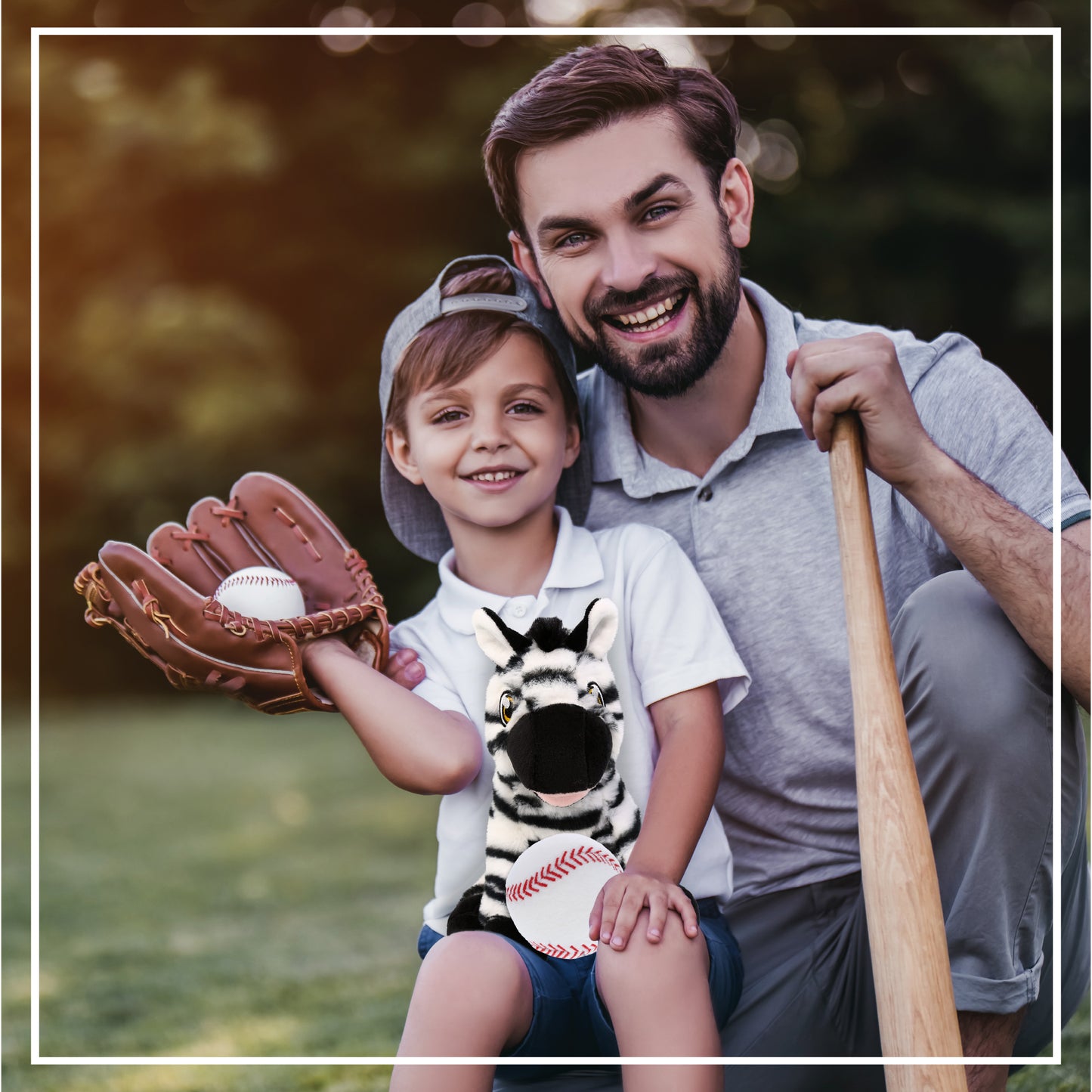 ECO FRIENDLY SUPER-SOFT PLUSH - ZEBRA 9" With Baseball Plush