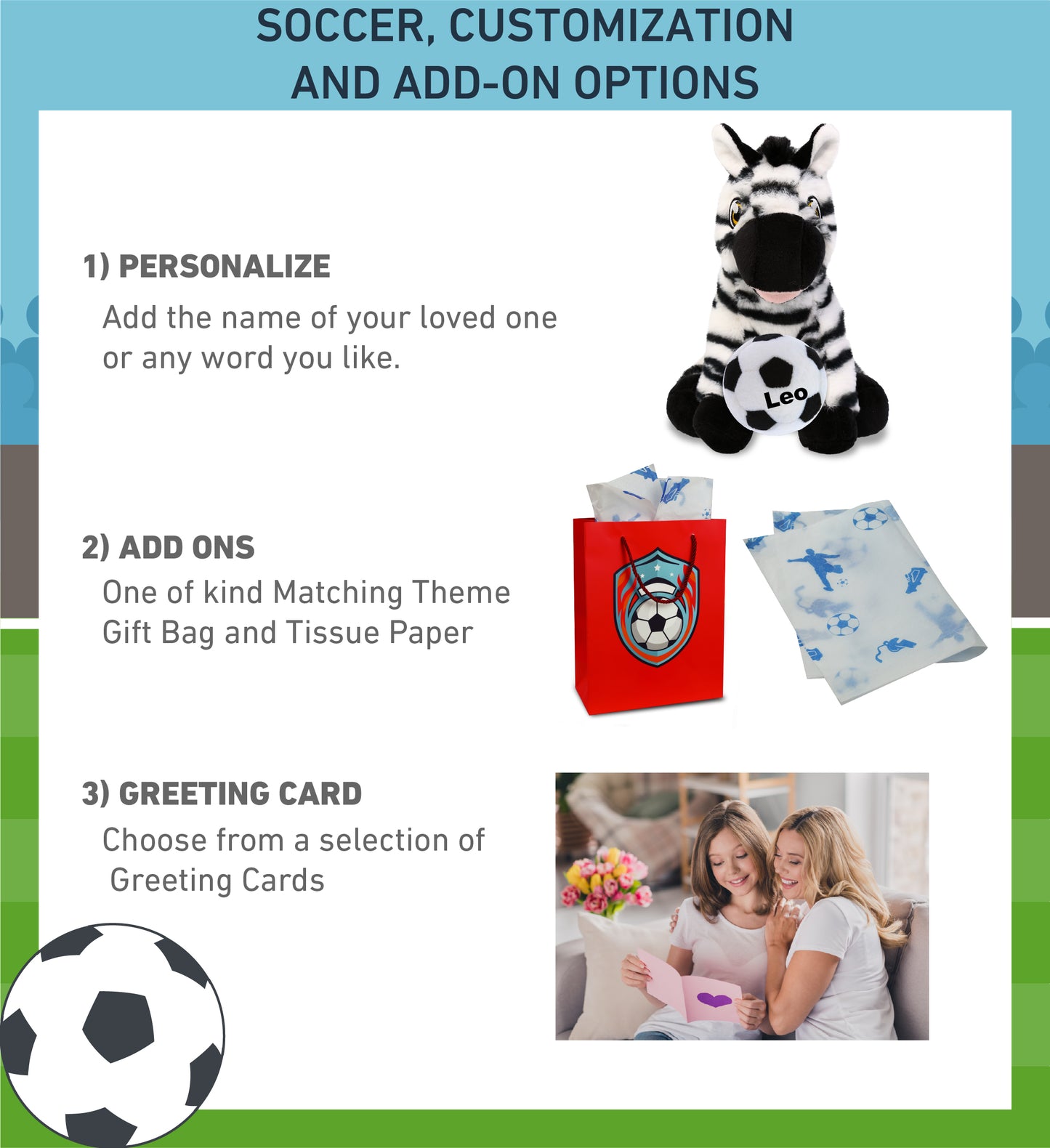 ECO FRIENDLY SUPER-SOFT PLUSH - ZEBRA 9" With Soccer Plush
